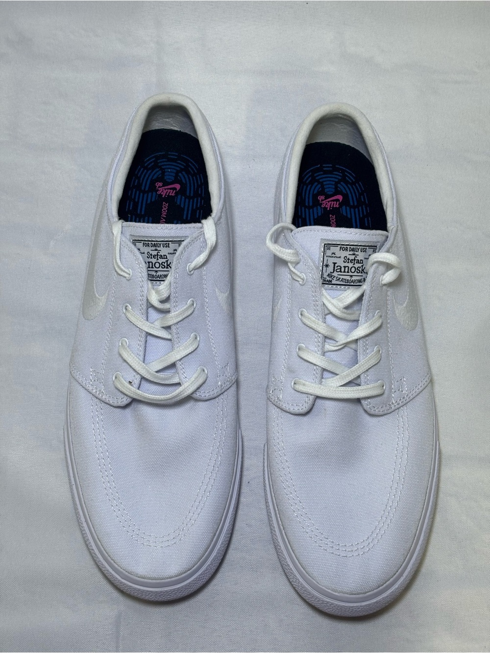 Nike Zoom Stefan Janoski Canvas Zoom Air White Skate Boarding Mend 12 NWOT - Picture 3 of 13